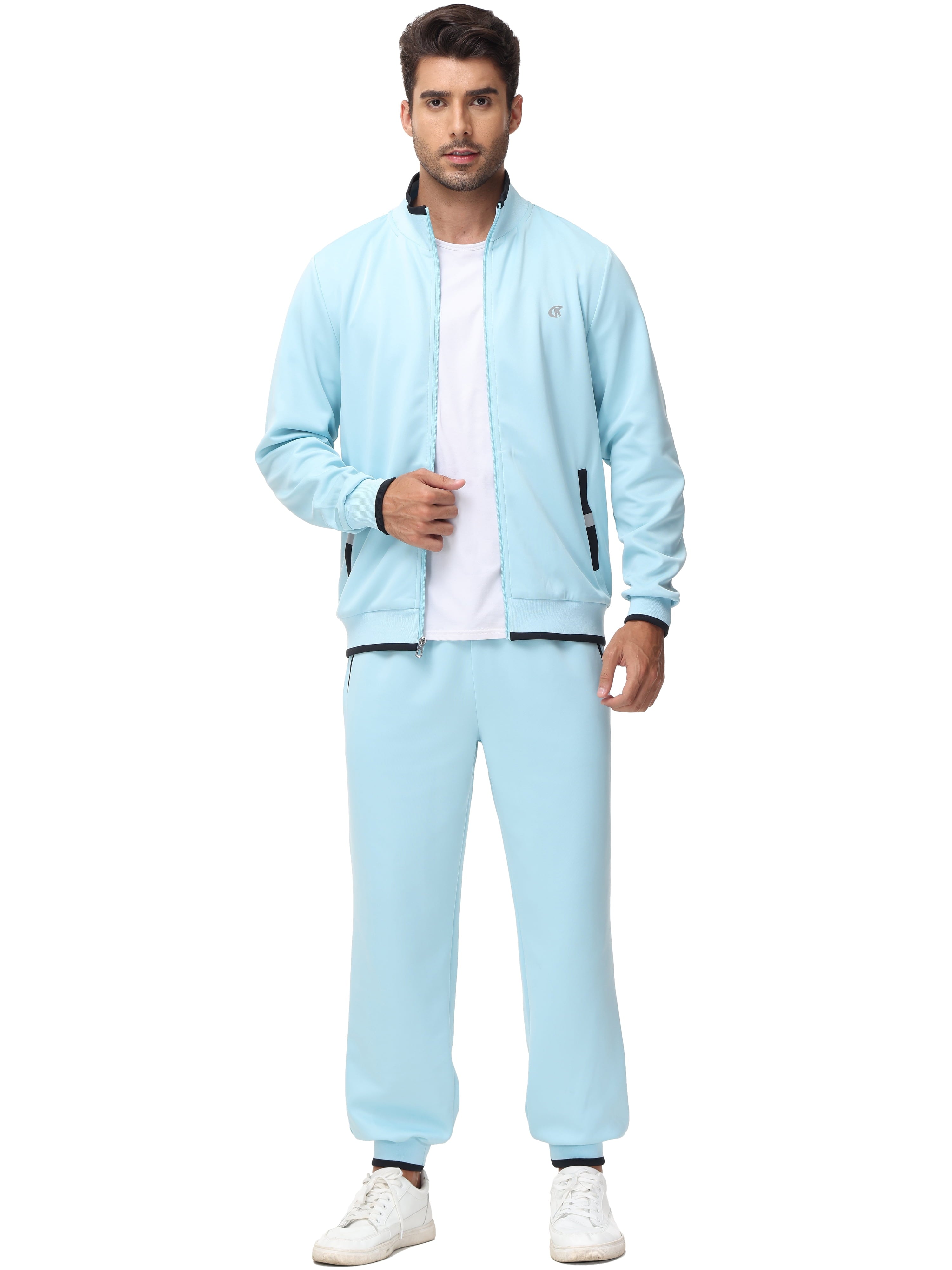 Men'S Tracksuits Sweatsuits for Men Set Track Suits 2 Piece Casual Athletic Jogging Warm up Full Zip Sweat Suits Grayblue L
