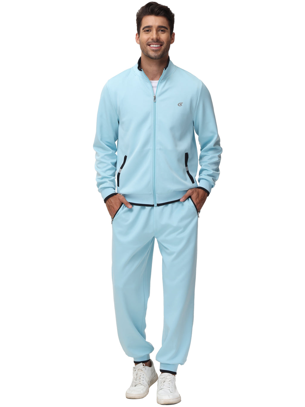 Men'S Tracksuits Sweatsuits for Men Set Track Suits 2 Piece Casual Athletic Jogging Warm up Full Zip Sweat Suits Grayblue L