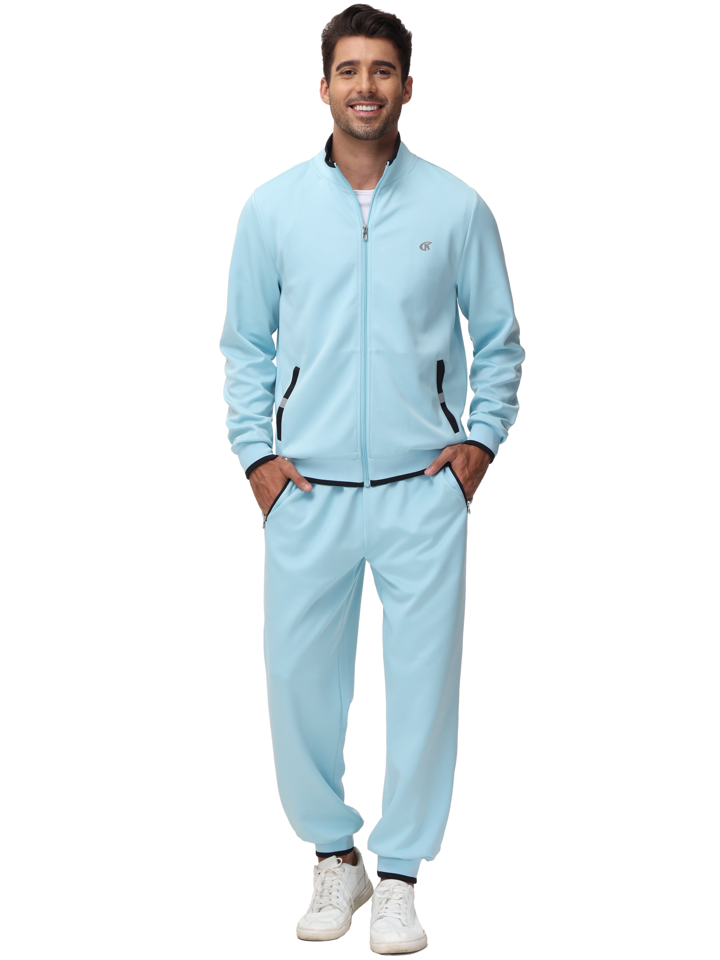 Men'S Tracksuits Sweatsuits for Men Set Track Suits 2 Piece Casual Athletic Jogging Warm up Full Zip Sweat Suits Grayblue L