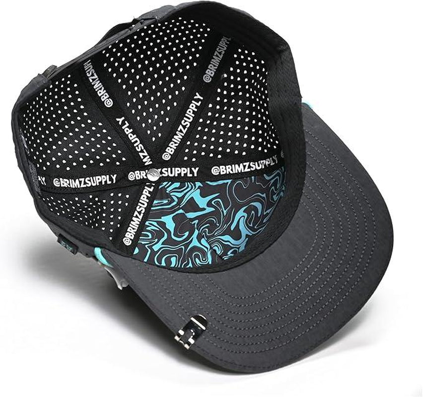 BRIMZ Golf Performance Hat - Breathable Sweat & Water Resistant Golfing Snapback Cap with Tee Holder & Magnetic Ball Marker (Heather Gray - Brimz)