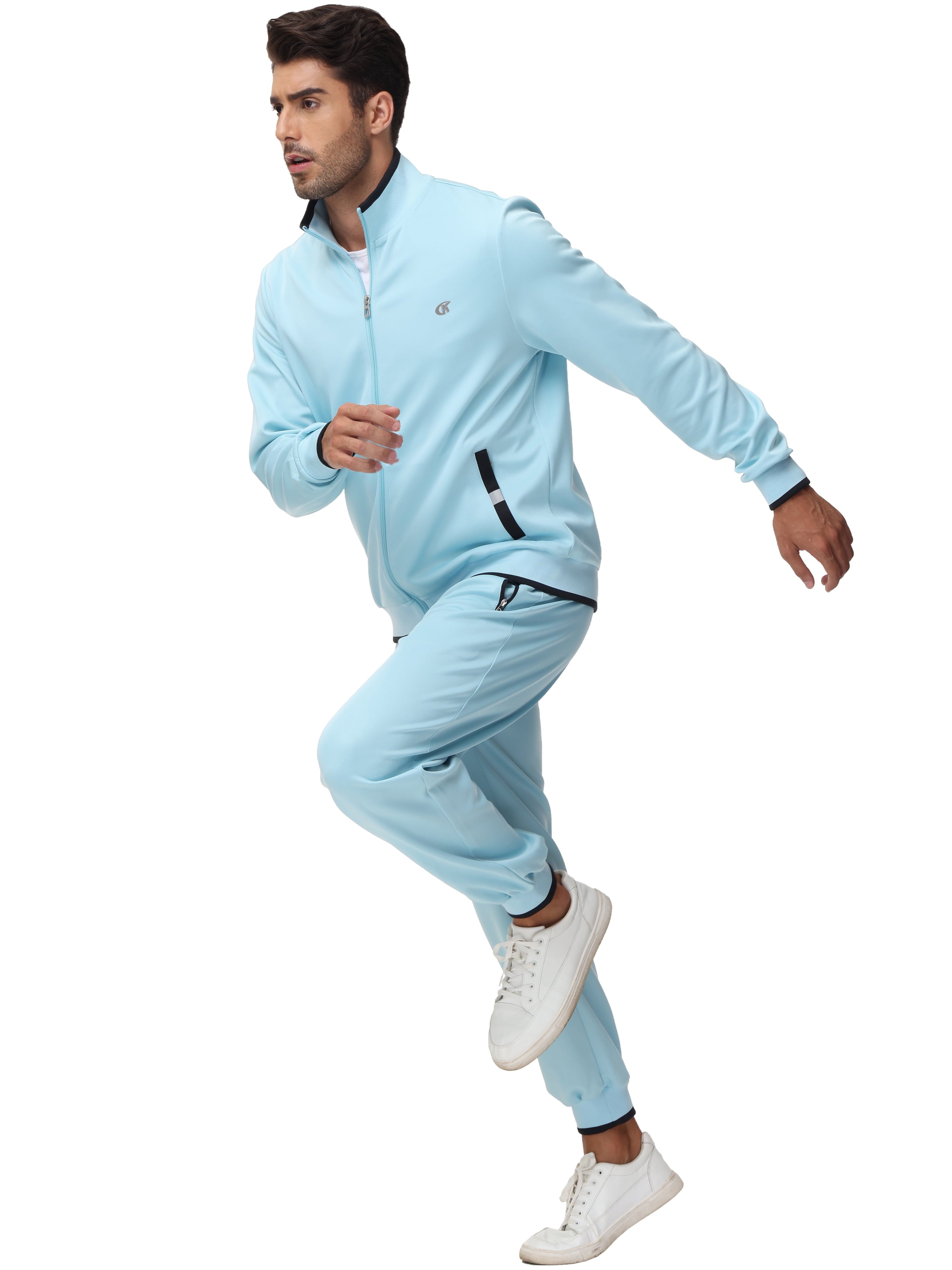 Men'S Tracksuits Sweatsuits for Men Set Track Suits 2 Piece Casual Athletic Jogging Warm up Full Zip Sweat Suits Grayblue L