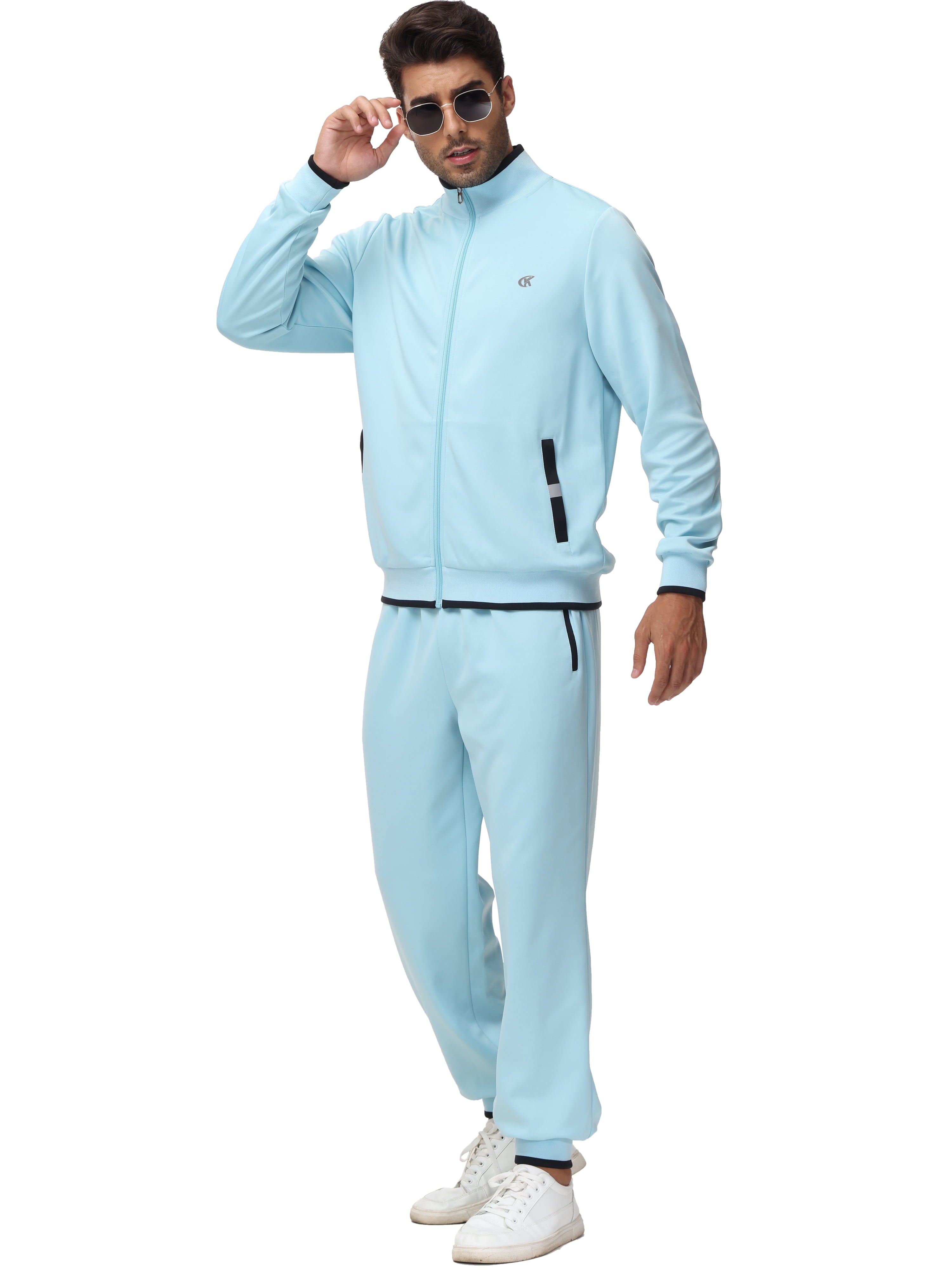 Men'S Tracksuits Sweatsuits for Men Set Track Suits 2 Piece Casual Athletic Jogging Warm up Full Zip Sweat Suits Grayblue L